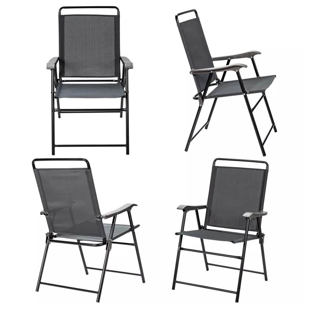 Set of 4 Patio Folding Chairs Portable Armchair Dining Chair