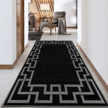 (80x150 cm - Large Runner Rug/Carpet, NICO BLACK) Non-Slip Area Rugs Printed Geometric Carpets Hallway Runner