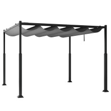 310x310cm Outdoor Pergola Heavy-Duty Metal Column w/Retractable Canopy