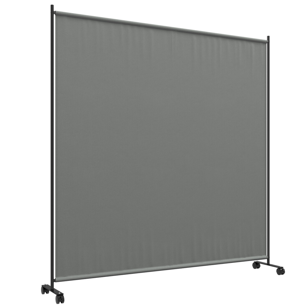 Garden Screen With Wheels, 6ft Rolling Privacy Room Divider, Dark Grey