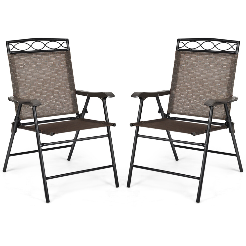 Set of 2 Patio Folding Chairs Sling Chairs Armchair Dining Chair Set