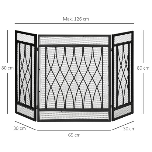 Homcom 126cm 3-Panel Metal Folding Fireplace Screen Protective Guard Child Pet Home 1