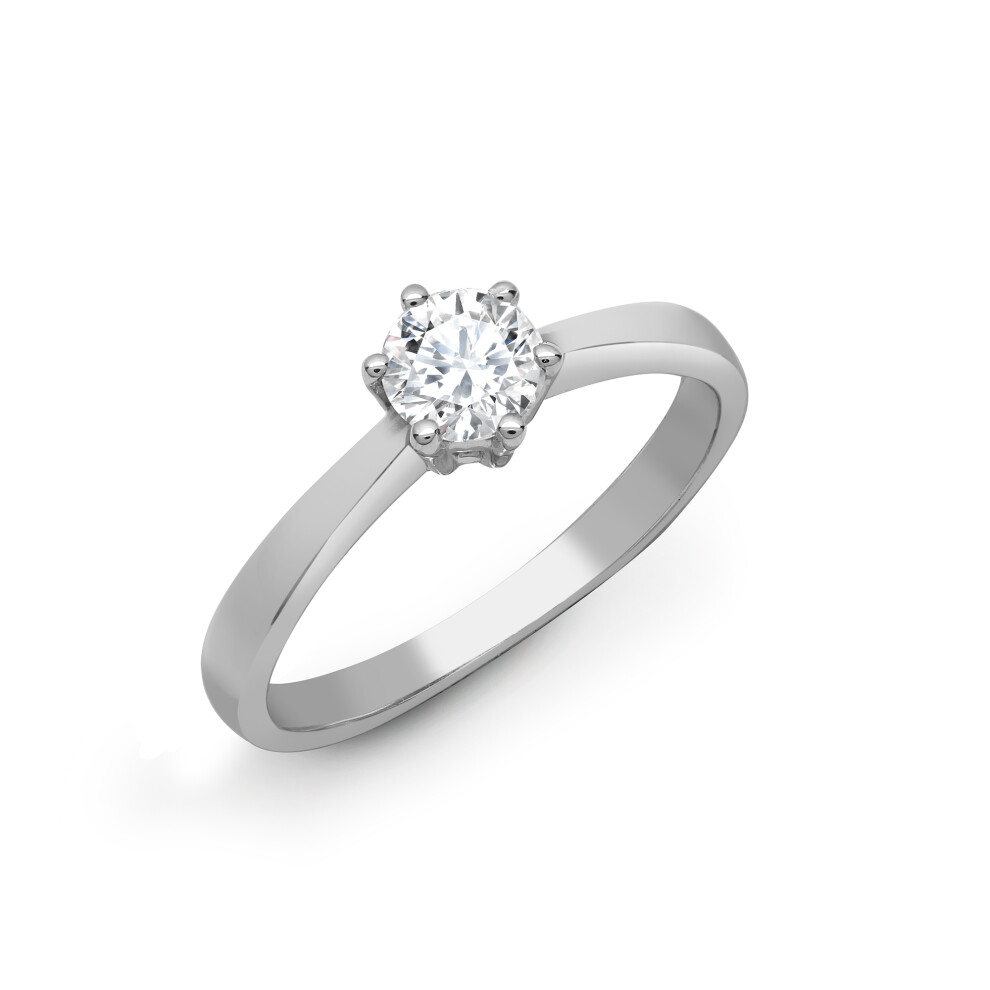 (W) Jewelco London Ladies Solid Platinum 6 Claw Set Round G SI1 0.25ct Diamond Solitaire Engagement Ring 5.5mm - PTR004-025