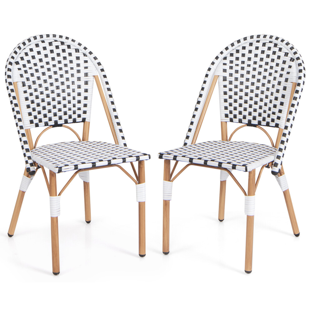 French Bistro Accent Chair Set of 2 Outdoor Armless Dining Chairs