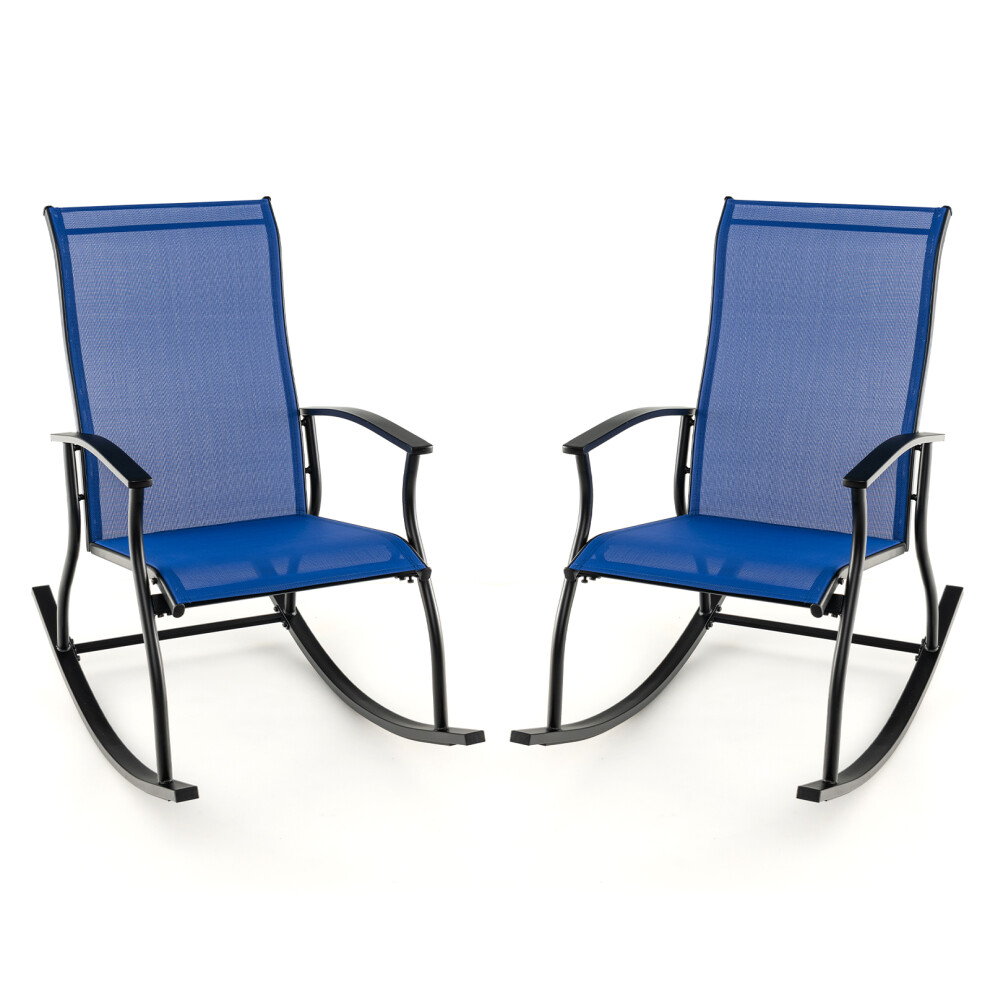 2 Pieces Outdoor Rocking Chairs Patio Cozy Rockers