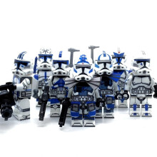 501st Legion Custom minifiguren Elite Clone Troopers Republic Blue Infantry onder bevel van Anakin Skywalker in de Clone Wars
