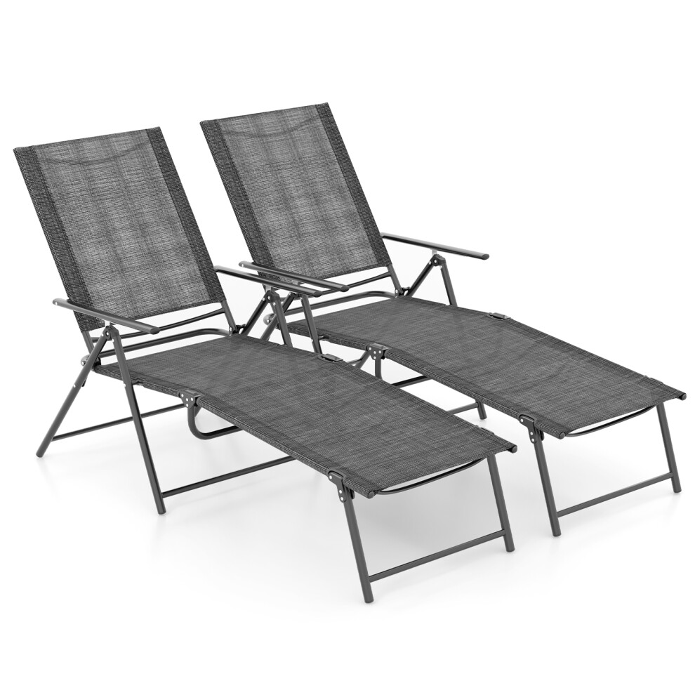 Patio Folding Chaise Lounge Chairs Recliner 6-Level Adjustable Reclining Chairs