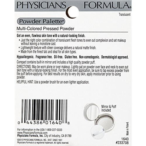 Physicians Formula Παλέτα Ρυθμιστικής Πούδρας Πολυχρωμία, Διαφανής, Φυσική Κάλυψη 2