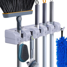 HYRIXDIREcT Mop and Broom Holder Wall Mount Heavy Duty Broom garden Tool Organizer Mop Hanger Home cleaning Supplies Organizations Storage Rack for ga