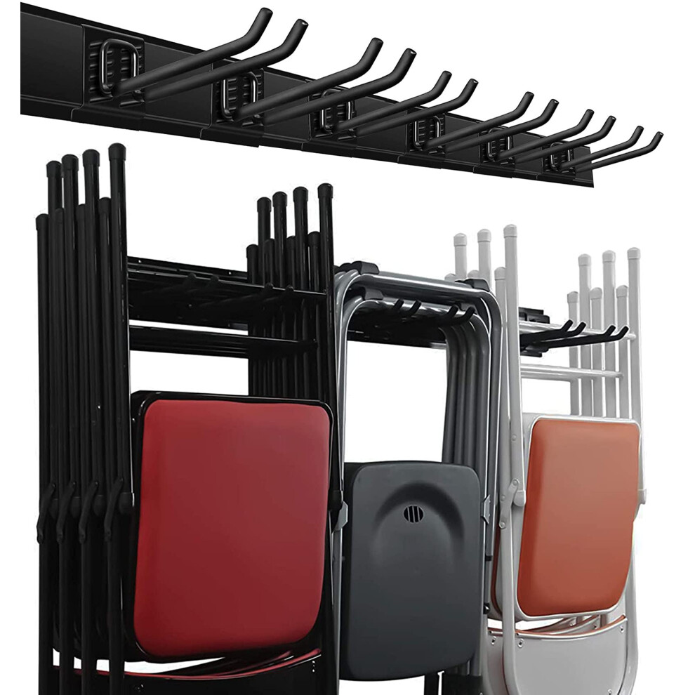 Wallmaster garage Storage Organization Wall Mount, garden Tool Rack Organizer Heavy Duty Folding chair Hangers with 6 Adjustable Hooks 48inch Tracks M
