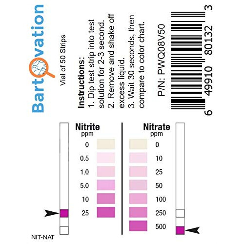 Bande de test Nitrite 0-25 ppm, Nitrate 0-500 ppm [Flacon de 50 bandes] 2