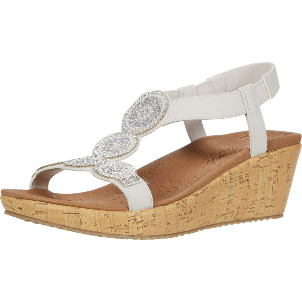 Skechers womens Beverlee - Date Glam Sandal , Off White , 8