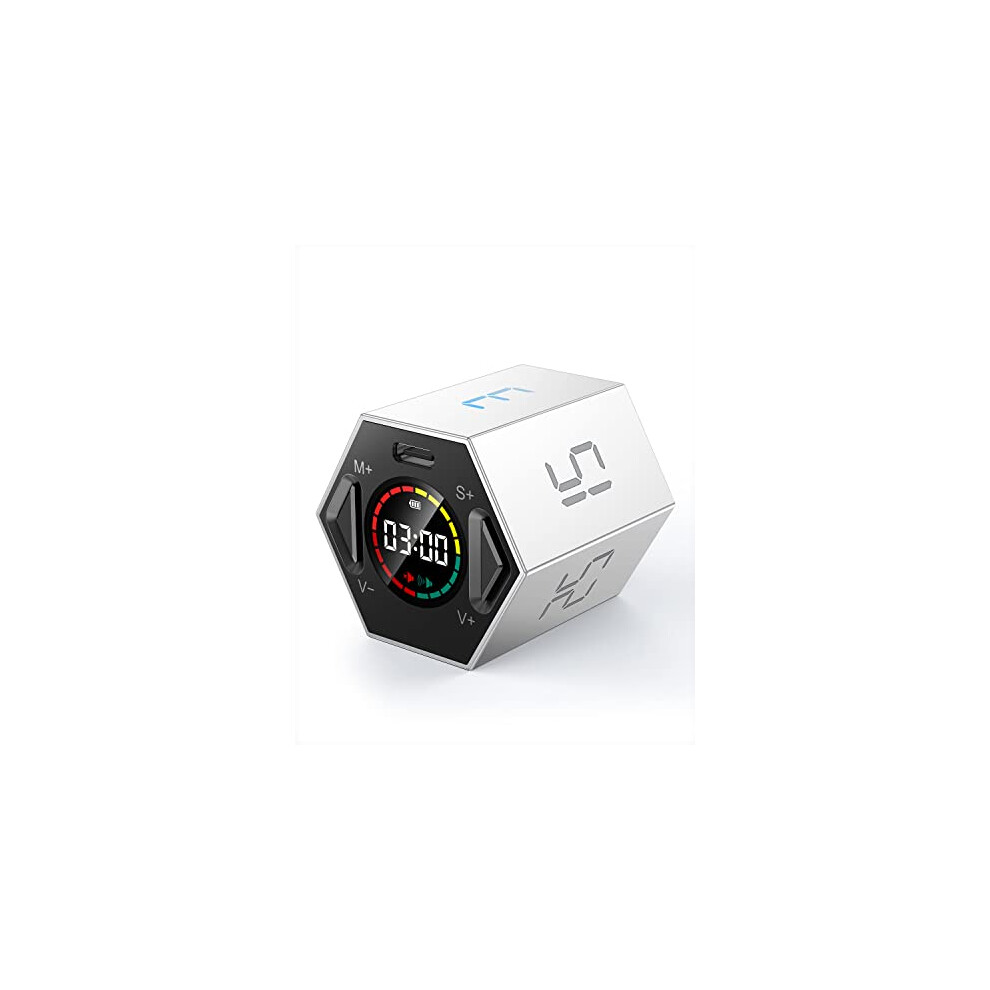 Ticktime Pomodoro Timer, Productivity Timer cube, Hexagon Magnetic Flip Focus Timer, Mute & Adjustable Sound Alert, for Work, Office, ADHD, Study, Tas