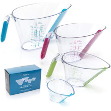 Cupa de masurare a lichidului unghiular de 4 piese Set de plastic - Mini Oz 1 2 ?i 4 Cupa de masurare a plasticului - CUPSE PLASTICE MASURA PENTR