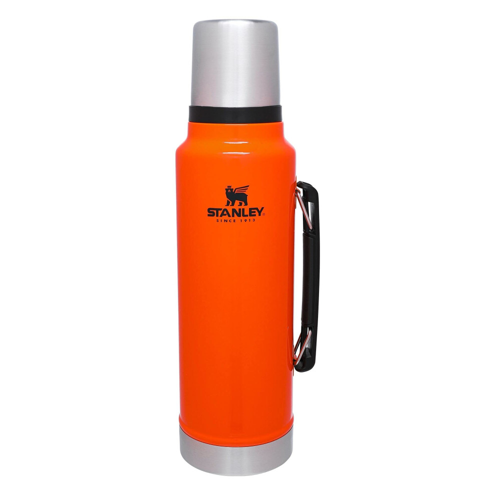 Stanley Classic Vacuum Insulated Wide Mouth Bottle - Blaze Orange - BPA-Free 18/8 Stainless Steel Thermos For Cold & Hot Beverages - 1.5 QT