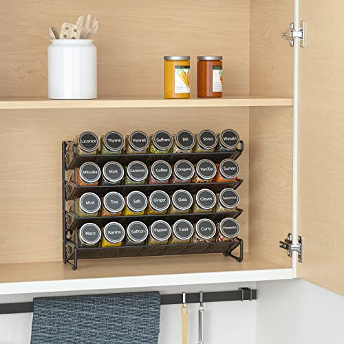 SpaceAid Spice Rack Organizer with 28 Spice Jars, 386 Spice Labels ...