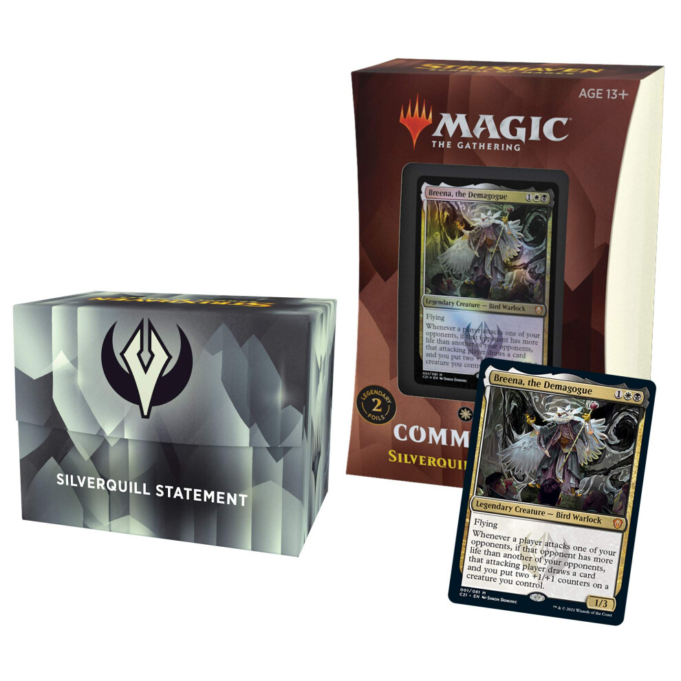 Magic The Gathering Strixhaven Commander Deck - Silverquill Statement (Black-White), 13+ years