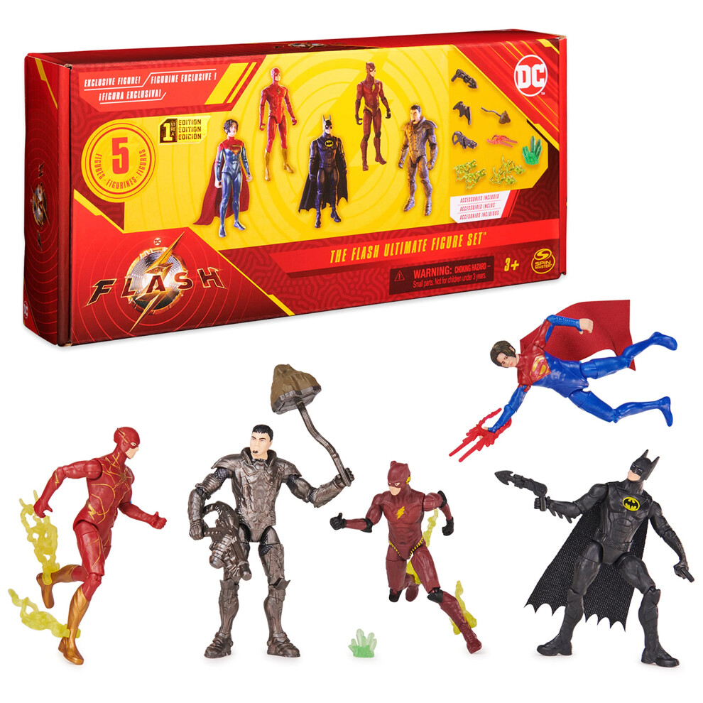 DC Comics, The Flash Ultimate Figure Set, 5 Action Figures with Accessories, 4-inch Collectible Kids Toys for Boys and Girls 3+