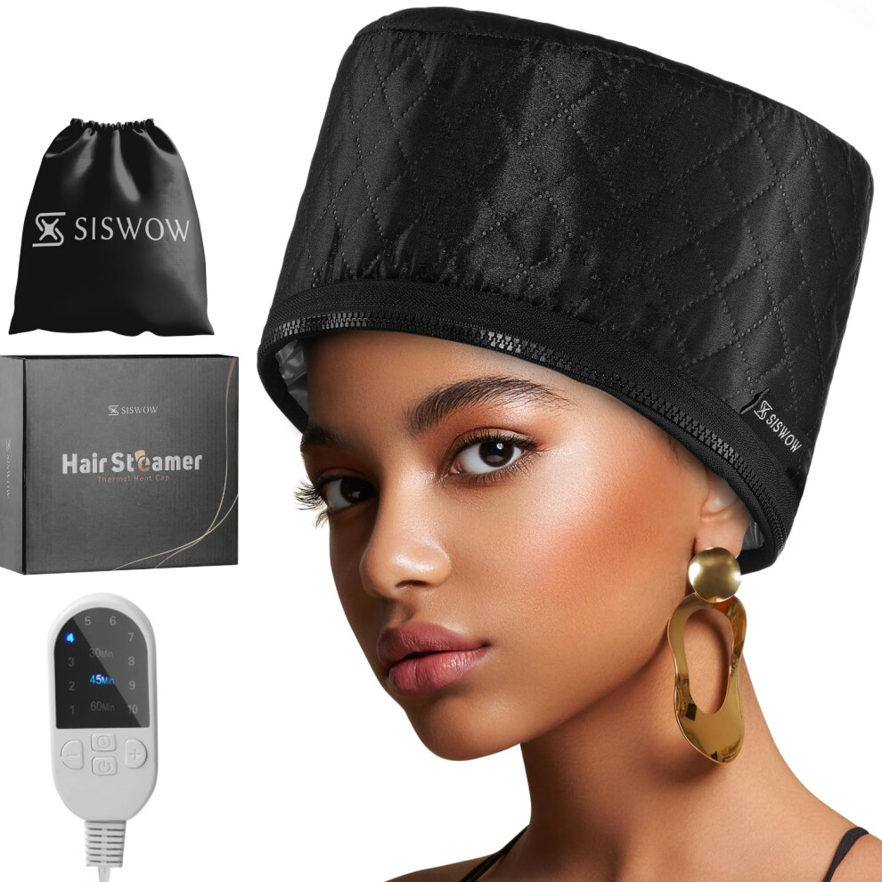 Hair Steamer For Natural Hair Home Use w/10-level Heats Up Quickly  Heat Cap For Deep Conditioning - Thermal Steam Cap For Black Hair  Great For Deep