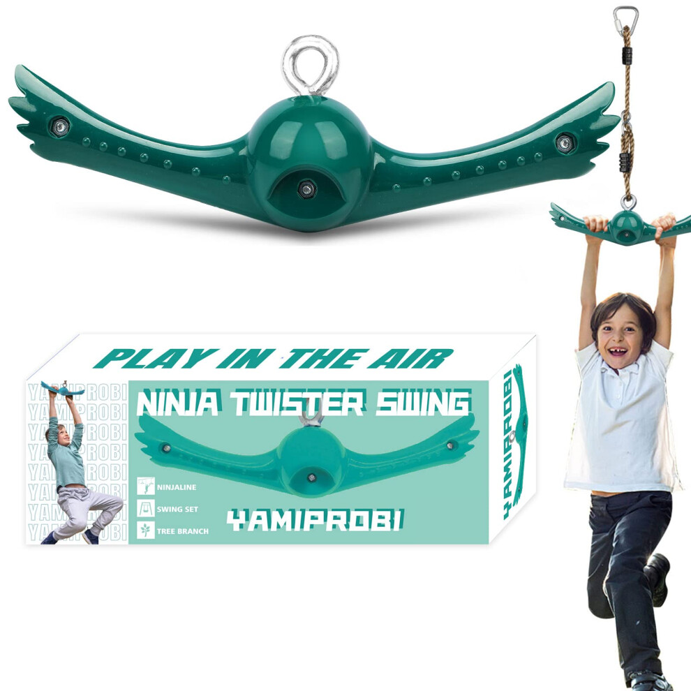 YAMIPROBI Ninja-Twister Swing Spins Set: Slackline Attachments - 360 Handle Twist-Spin Flips Toy Activate Ninja Powers - Ninja Warrior Accessories - K