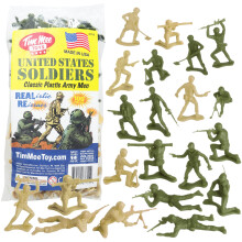Timmee Plastic Army Men - OD Green vs Tan 100pc Figuras de soldados de brinquedo feitos nos EUA