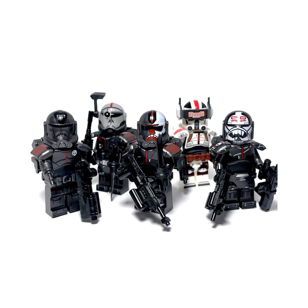 The Bad Batch custom minifiguren Star Wars Clone Force 99 Elite Black Clone Commandos Hunter Wrecker Tech Echo Crosshair