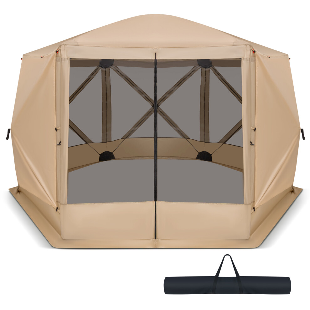 346 x 346 cm Pop-up Screen House Tent 6-Sided Camping Gazebo 8 people