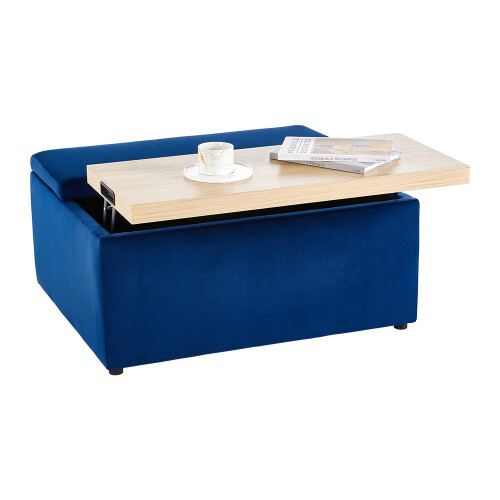 Living And Home Velvet Upholstered Storage Ottoman Stool