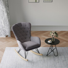 (Grey) Modern Velvet Upholstered Rocking Chair Recliner