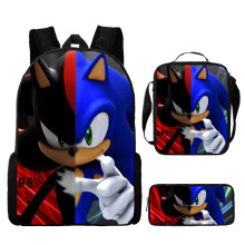 (11) Sonic 3 Piece School Bag Lunch Bag Pencil Case Kids Set