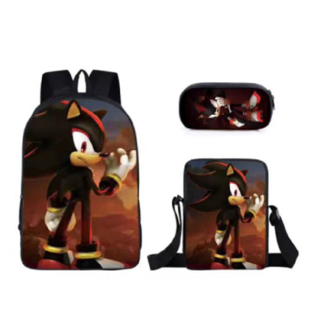 (8) Sonic 3 Piece School Bag Lunch Bag Pencil Case Kids Set