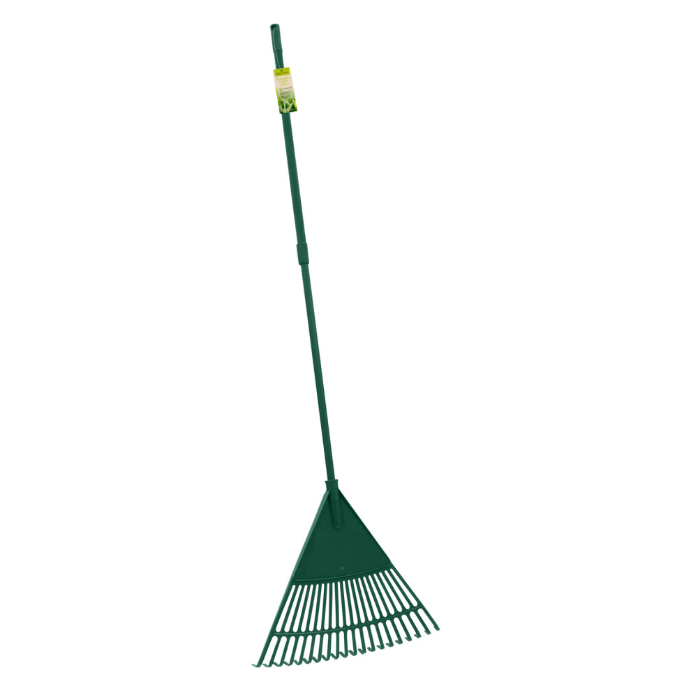 JVL Outdoor Garden Lawn Leaf Rake with Telescopic Handle