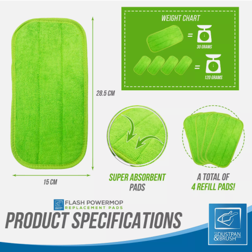 Flash Power Mop Refills Reusable Pads Microfibre Wet Dry Floor Refill 1