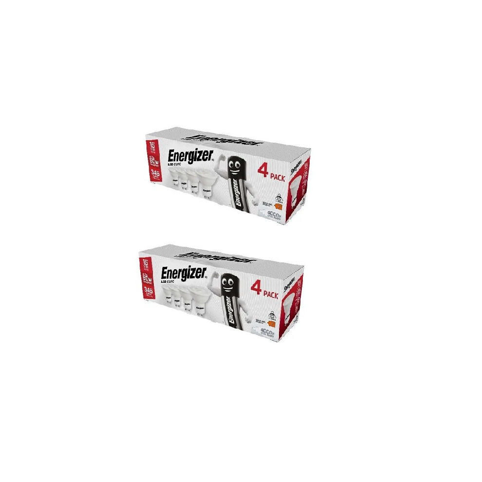 Energizer Led Gu10 345Lm 4.9W 4,000K (Cool ), Pack Of 8 White