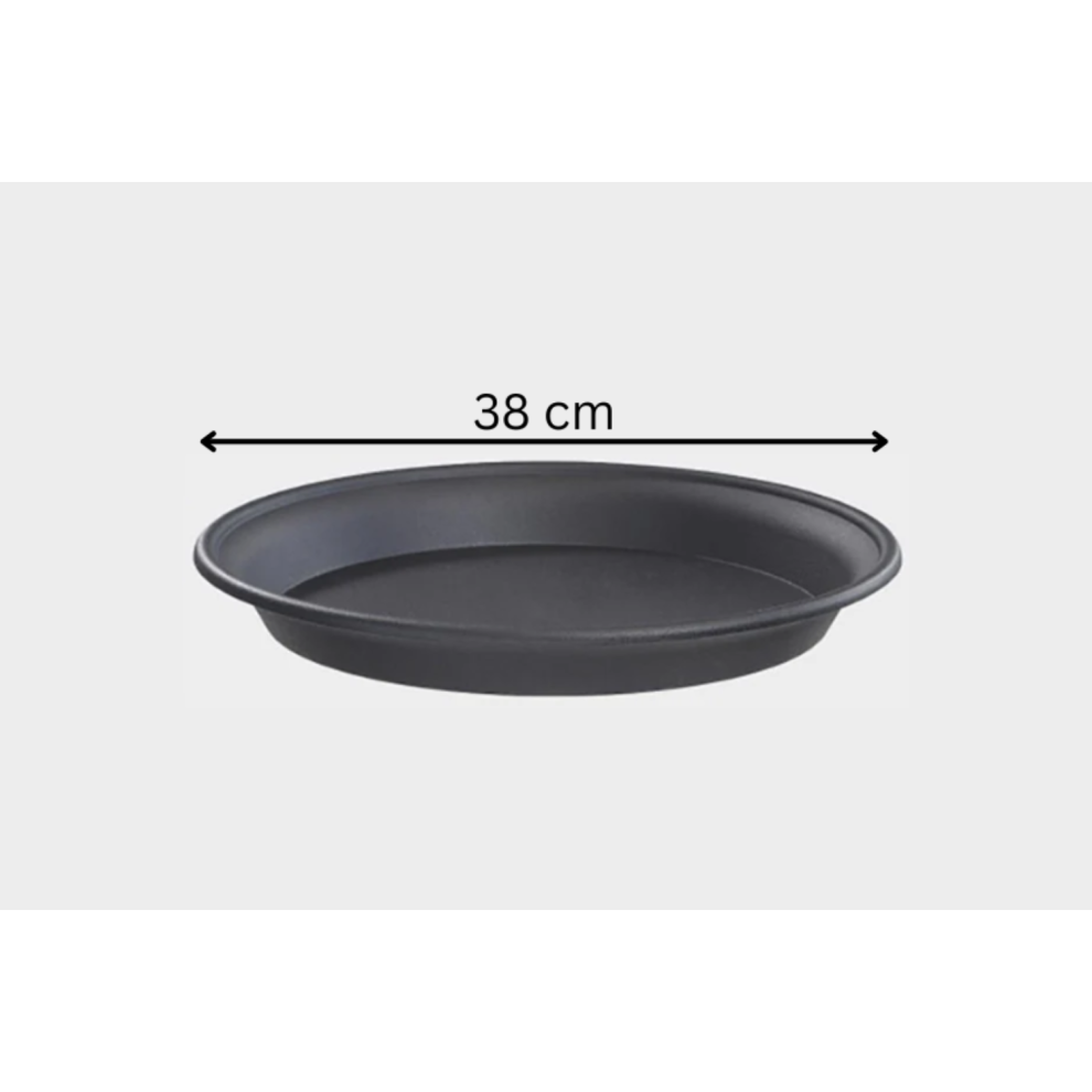 (Black, 38 cm) Plastic Saucer Garden Many Sizes Multi-Purpose
