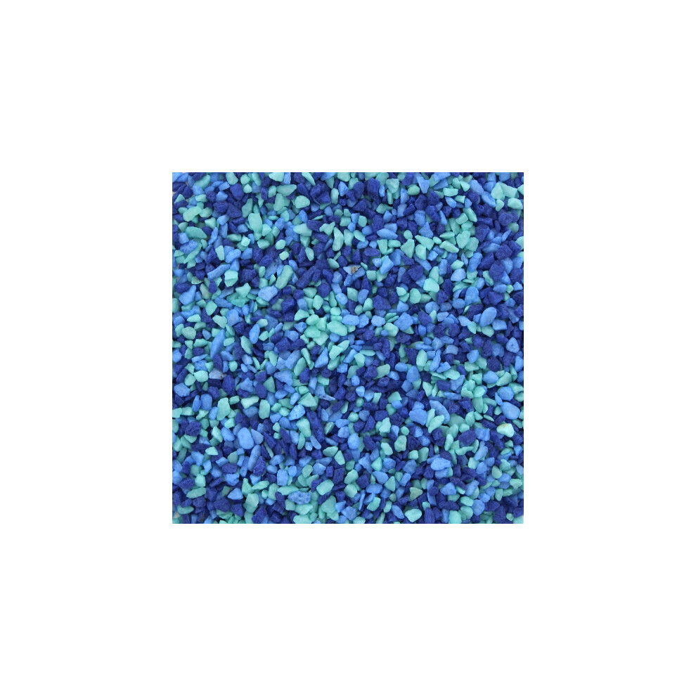 (Aqua + Blue, 2mm) Aqua One Coloured Gravel Aquarium Fish Tank River Stones Natural 2kg Bags