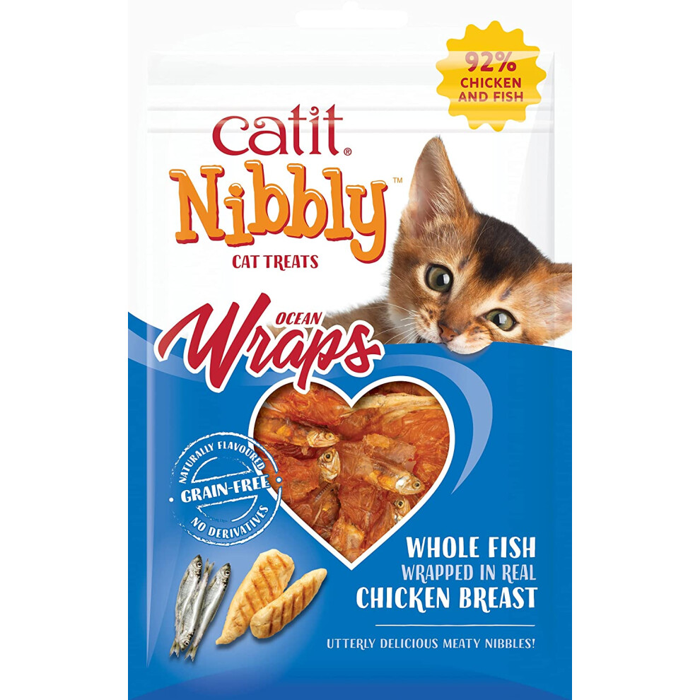 (Nibbly Wraps, Chicken & Fish) Catit Treas Nibbly Jerky Wraps Grills 30g Natural Grain-Free Chicken-image-OPC-PF5VWK5-NEW