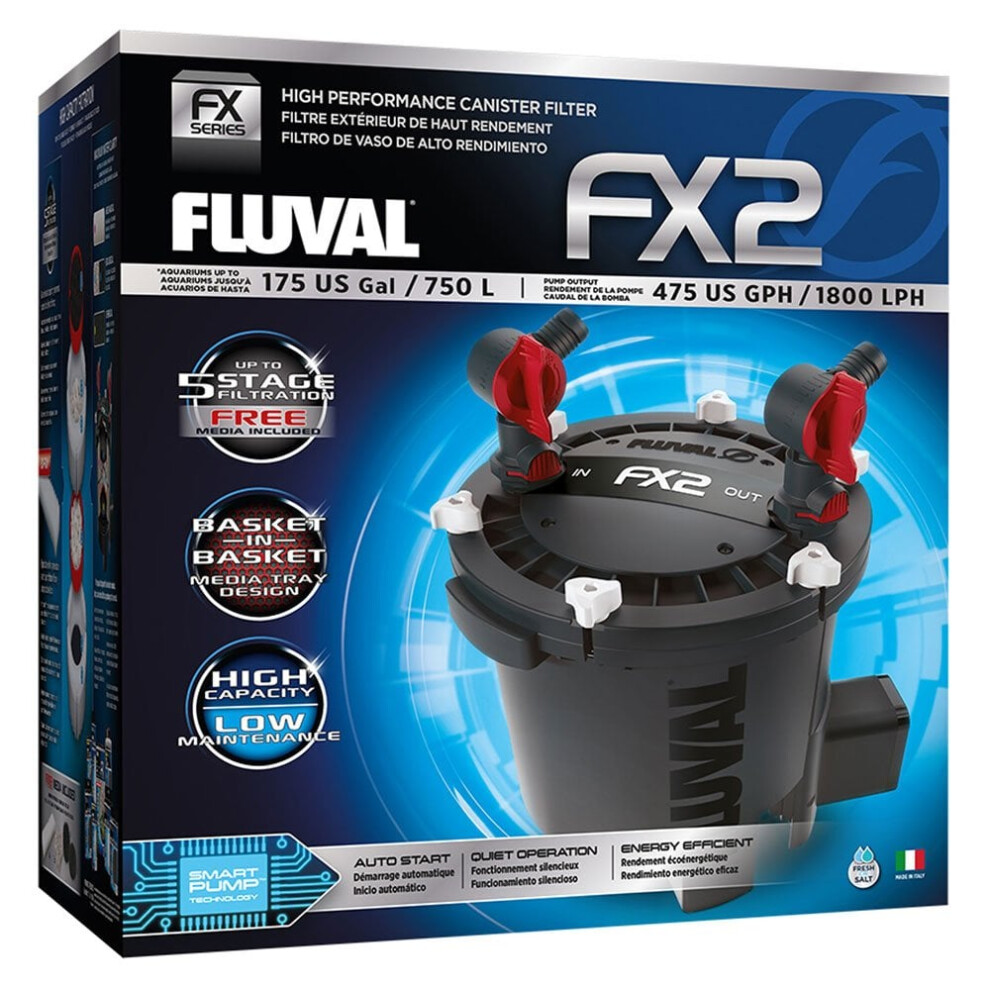 Fluval Fx2 Canister Filter External Filtration Media Aquarium Marine Fish Tank
