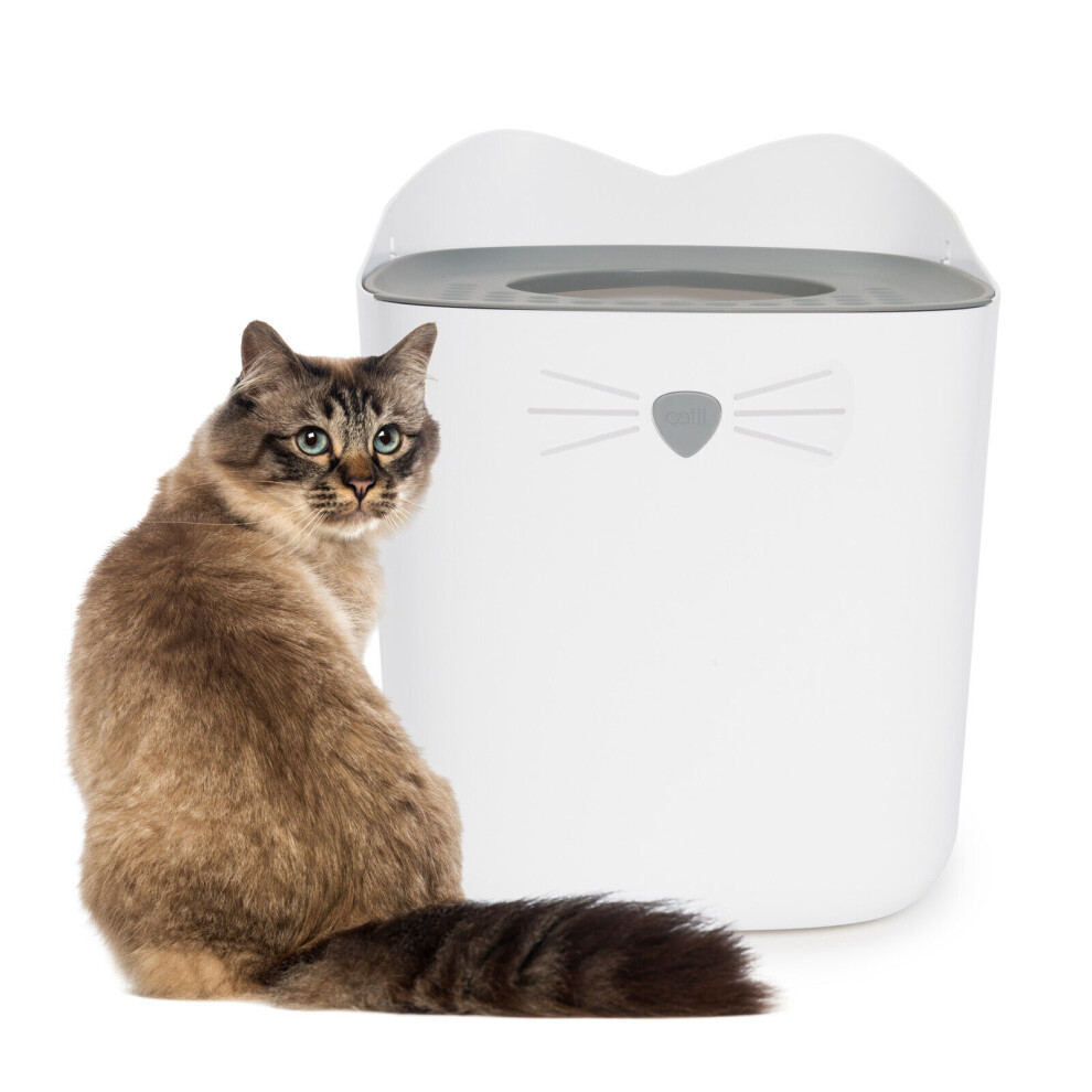 Catit Pixi Litter Box Grey Top Entry Cat Toilet Easy Clean Hygienic Less Mess