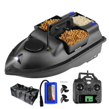 FUMENG GPS Smart RC Bait Boat,Auto Cruise Double Motor Three Hoppers Large Capacity LED Night Light Boat,12000mAh