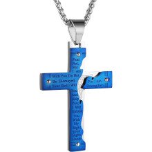 Men's Stainless Steel Jesus Christ Crucifix Cross Lord's Prayer Pendant Necklace