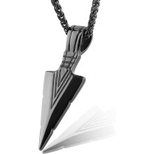 Mens Arrowhead Arrow Stainless Steel Pendant Necklace with Steel Wheat Chain