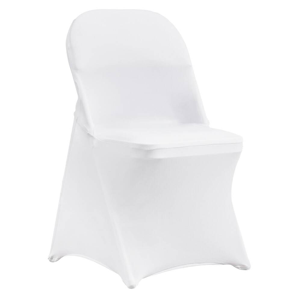 (White, 100pcs) VEVOR Stretch Spandex Folding Chair Covers for Wedding Party Dining