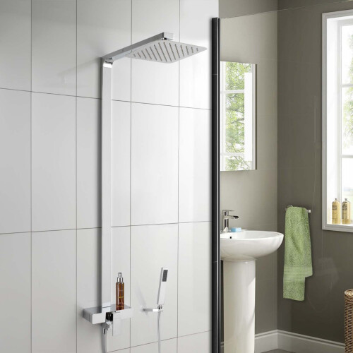 PURINA ULTRA THIN MODERN BATHROOM SQUARE HEAD COOL TOUCH SHOWER
