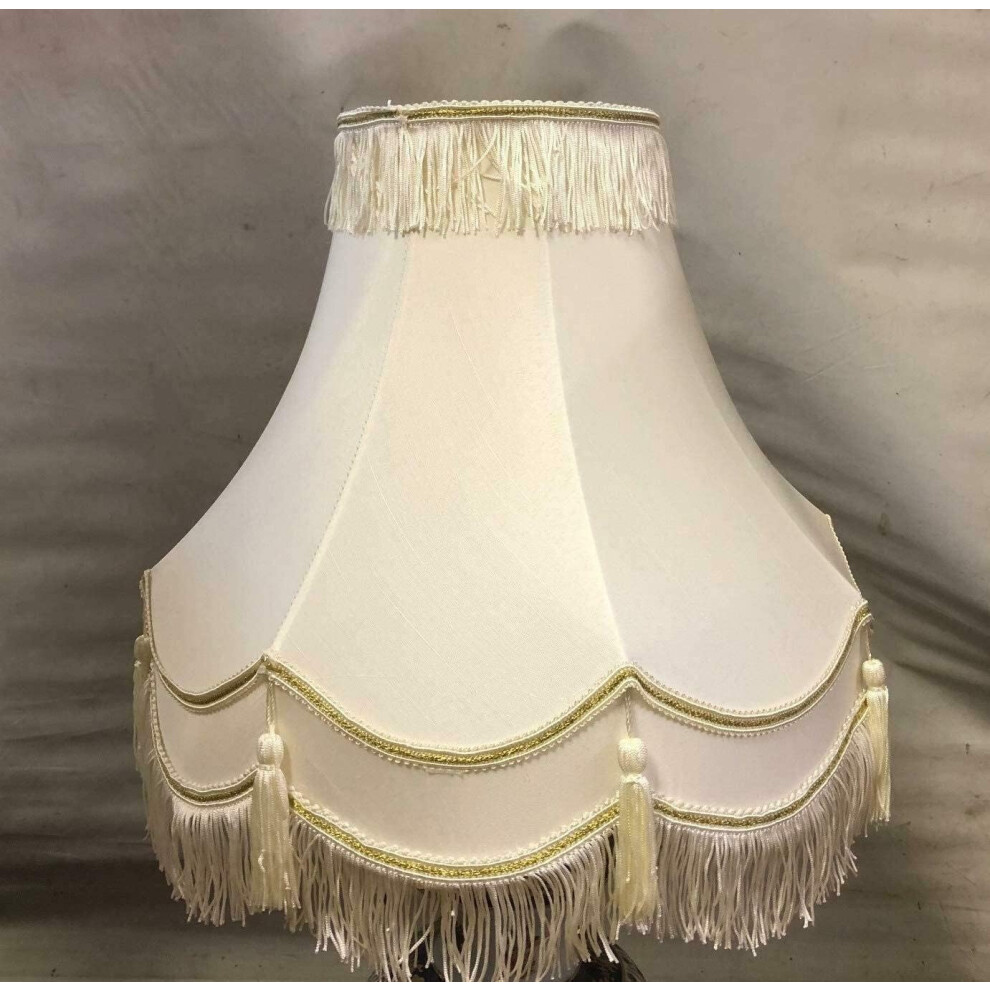 (10inch (25.4cm)) Ivory Fabric Double Scallop Dual Purpose Lampshade