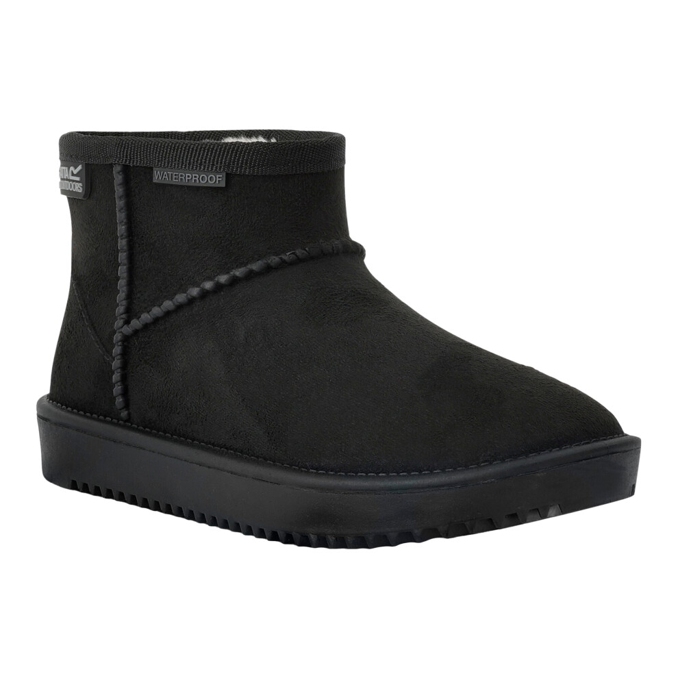 (12 UK Child, Black) Regatta Childrens/Kids Risely Faux Fur Lined Waterproof Snow Boots
