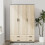 URBN Living (Black & Oak) 3 Door 4 Drawer Wardrobe Storage Shelf Hanging Bedroom Modern Furniture 3