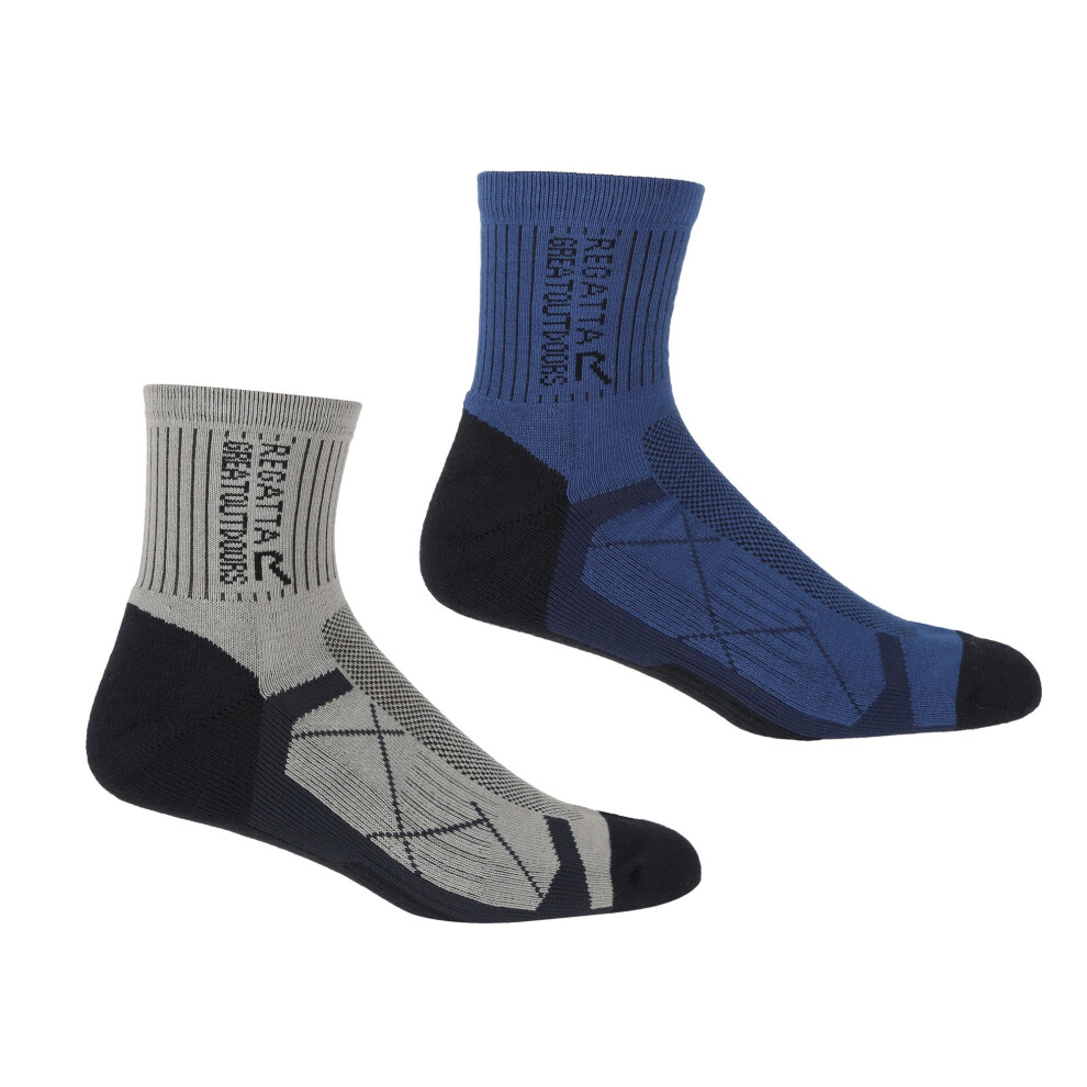 (6 UK-8 UK, Navy/Dark Steel) Regatta Mens Active Outdoor Socks (Pack of 2)