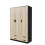 URBN Living (Black & Oak) 3 Door 4 Drawer Wardrobe Storage Shelf Hanging Bedroom Modern Furniture 5