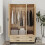 URBN Living (Black & Oak) 3 Door 4 Drawer Wardrobe Storage Shelf Hanging Bedroom Modern Furniture 7